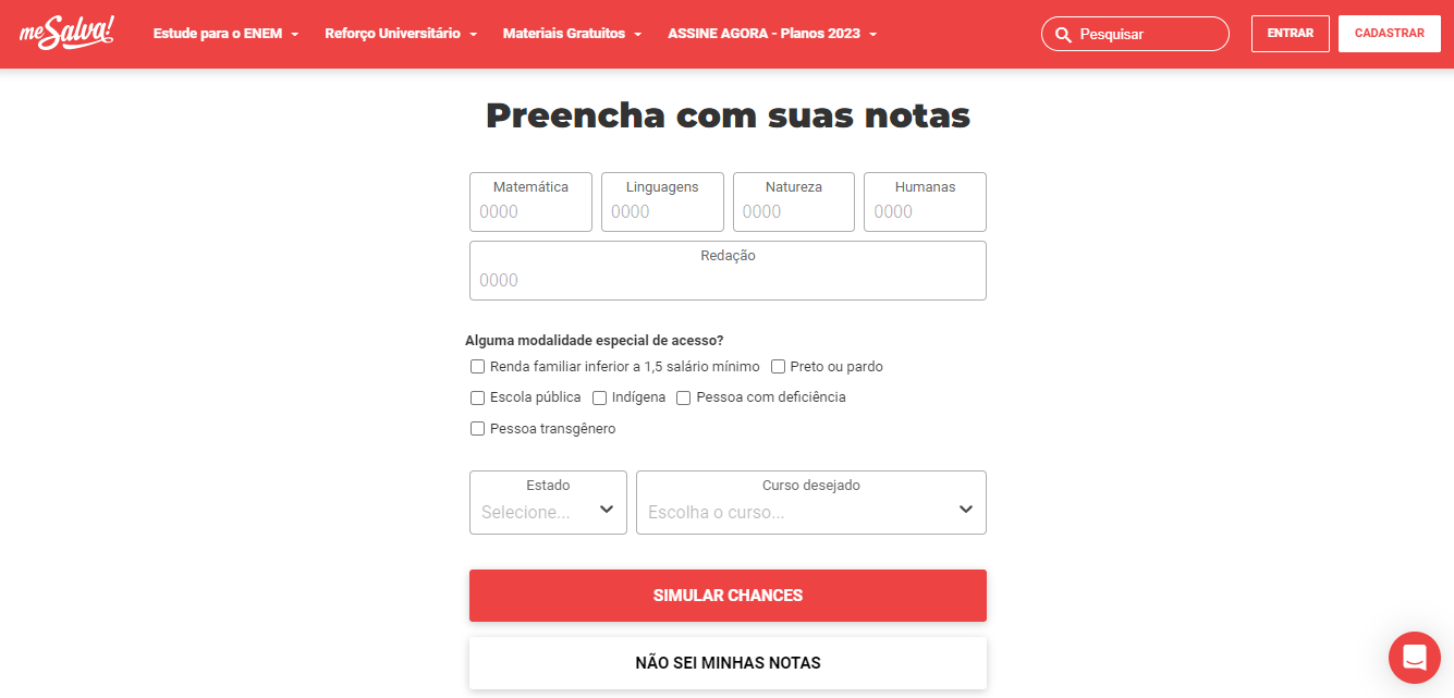 SIMULADOR SISU COM NOTA DO ENEM 2022: confira site que simula SISU 2023